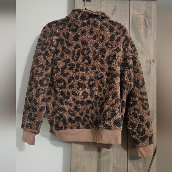 GRAYSON THREADS Leopard print sherpa/fleece pullover 1/4 zip jacket. Size XXL - Picture 11 of 13
